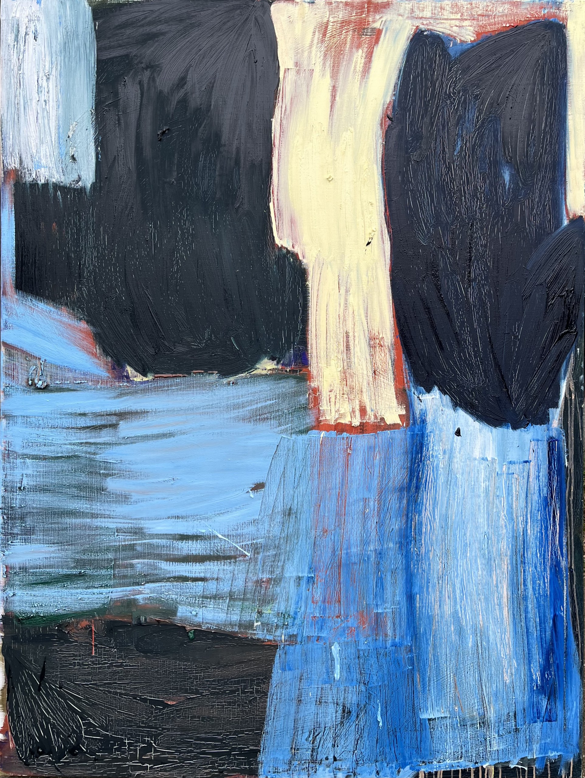 Abstract schilderij in blauwtinten van Fien Stevens, OOHW Gistel